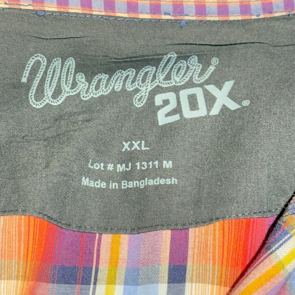 Wrangler 20X Mens Longsleeve Shirt XXL Western Cowboy Rodeo Plaid Flip Cuff Snap - Picture 9 of 15